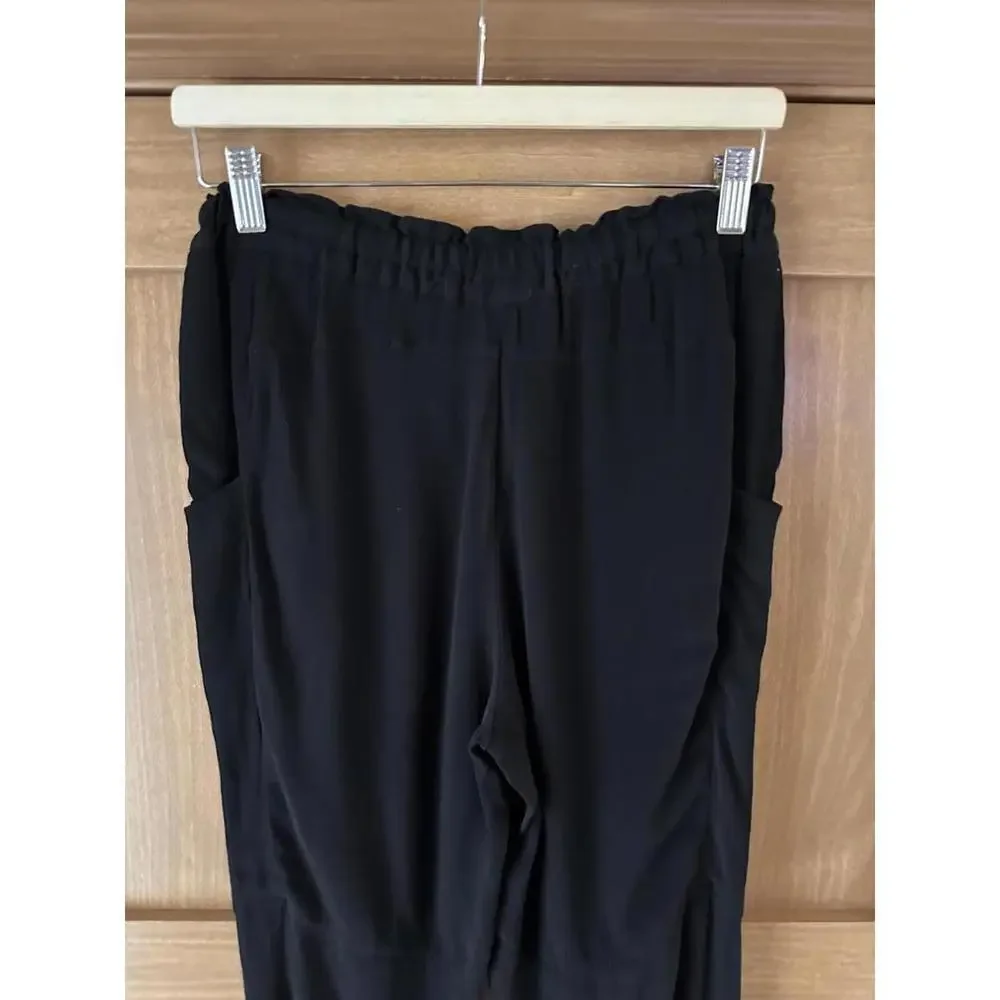 Aritzia Wilfred Silk Blend Marais Paper Bag Pull on Pants Black Women’s sz Small - Picture 12 of 15